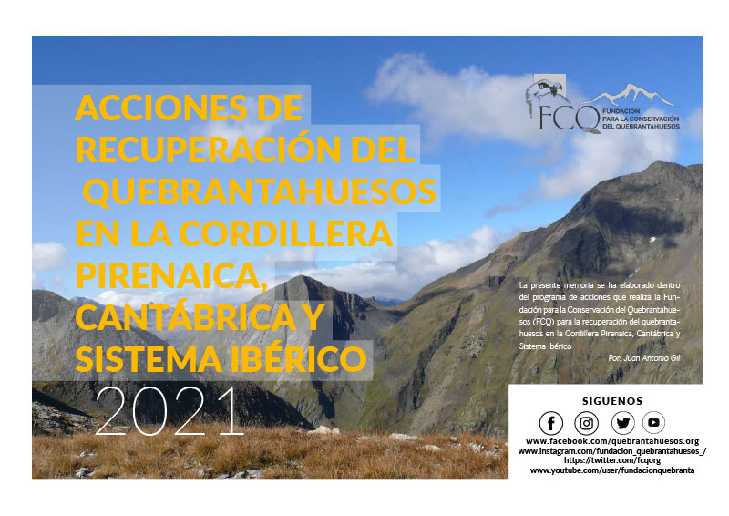 Programa de acciones de Conservación del Quebrantahuesos en la Cordillera pirenaica, cantábrica y sistema ibérico 2021.