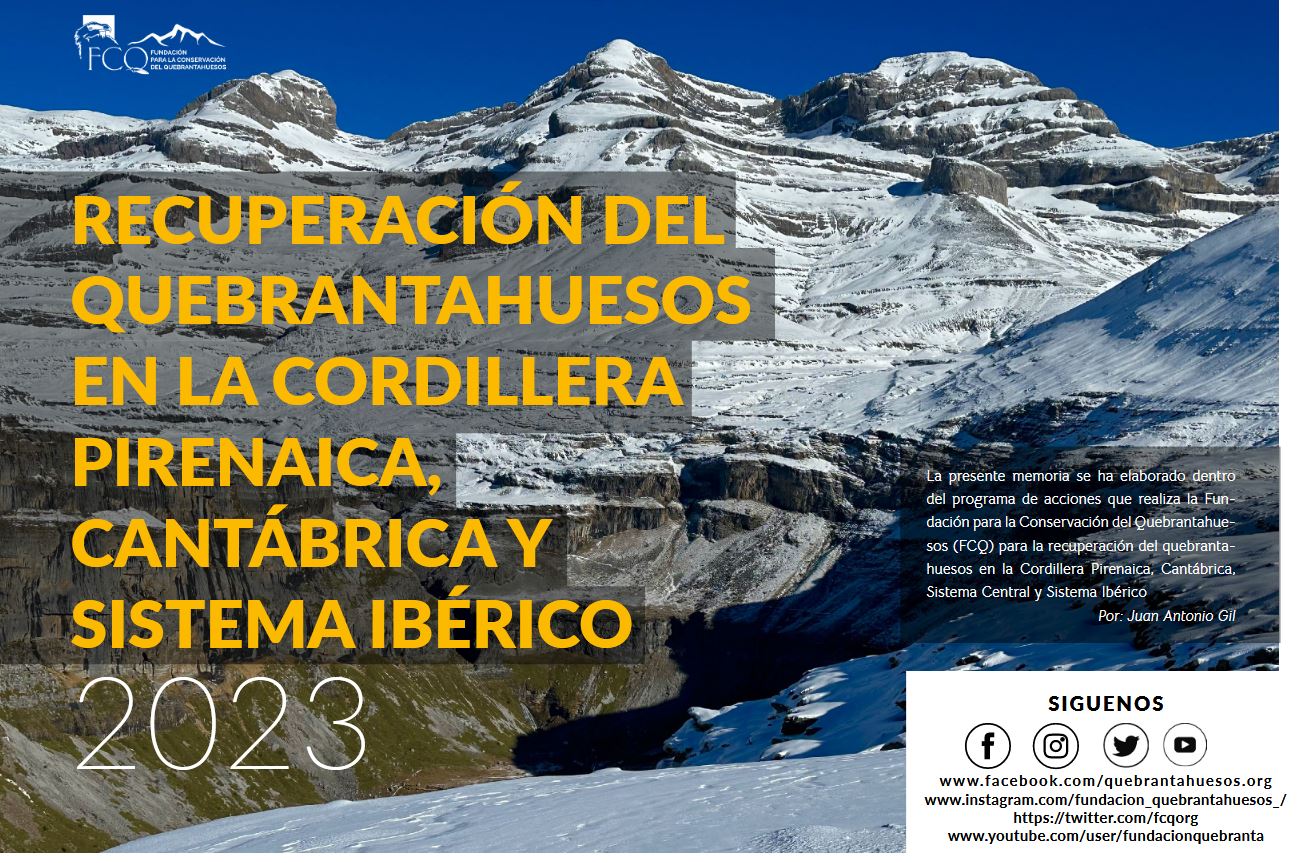 Programa de acciones de Conservación del Quebrantahuesos en la Cordillera pirenaica, cantábrica y sistema ibérico 2023.